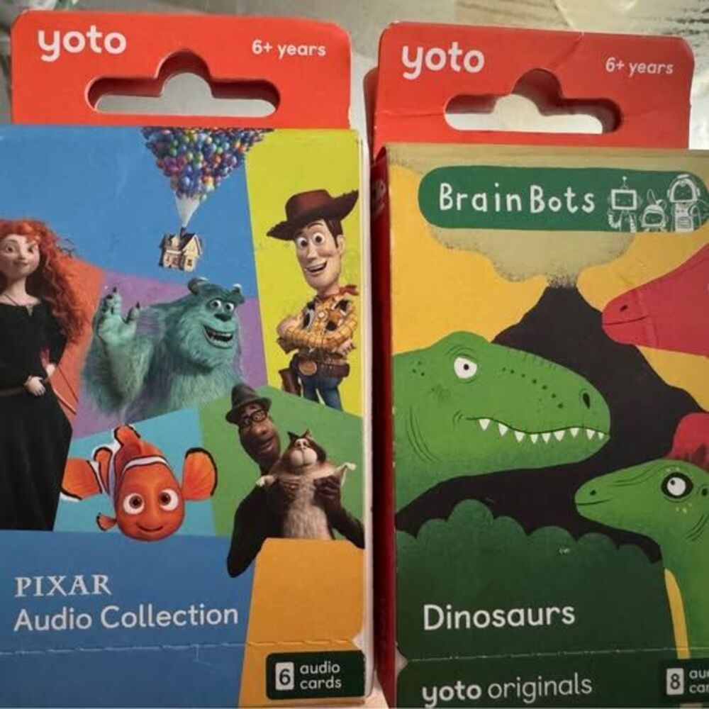 Nib: yoto cards- Pixar and brain bots dinosaur